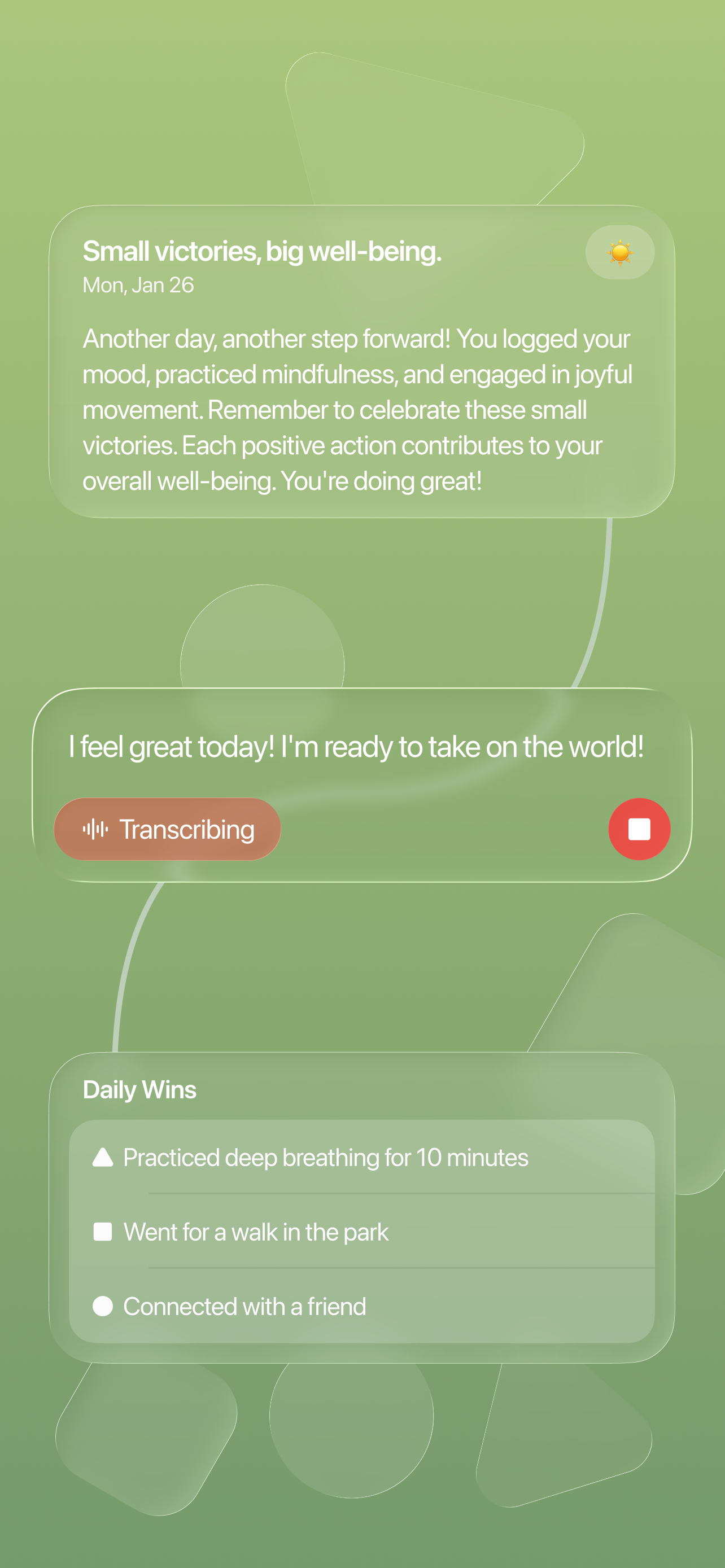 Therassist recap view with highlights